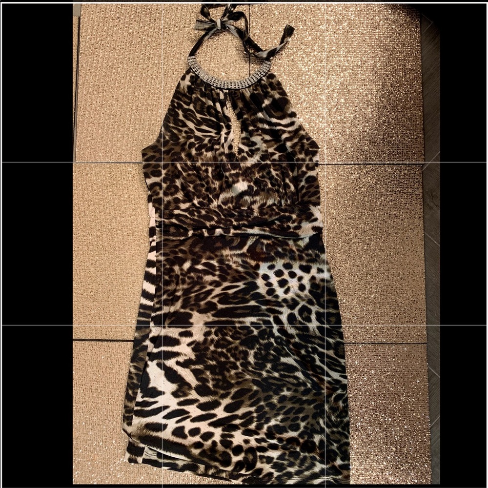 Venus leopard print halter dress